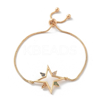 Star Brass Micro Pave Cubic Zirconia Slider Bracelets KK-R217-51G-1