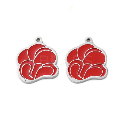 304 Stainless Steel Red Enamel Charms STAS-M102-64P-1