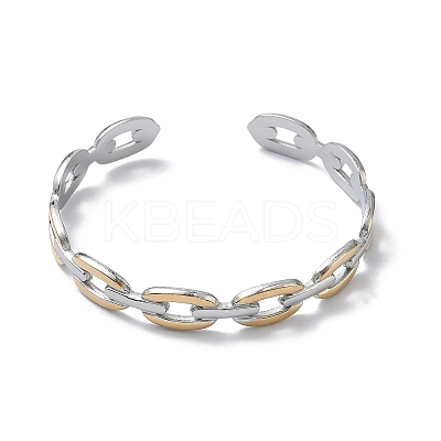 Two-tone 304 Stainless Steel Cuff Bangles BJEW-A160-01PG-1