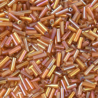 AB Color Plated Glass Bugle Beads X-SEED-R012-162C-1