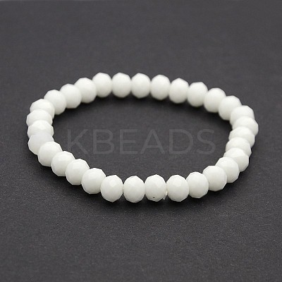 Faceted Opaque Solid Color Crystal Glass Rondelle Beads Stretch Bracelets BJEW-F072-15-1