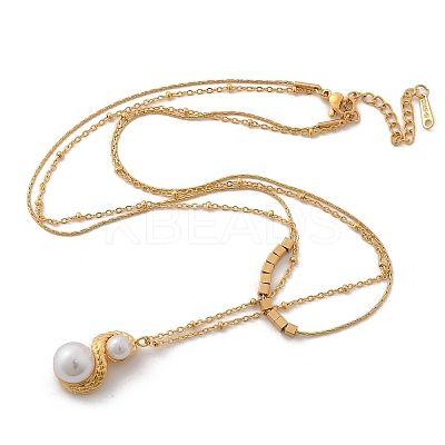 304 Stainless Steel Double Layer Necklaces NJEW-Z061-02G-1
