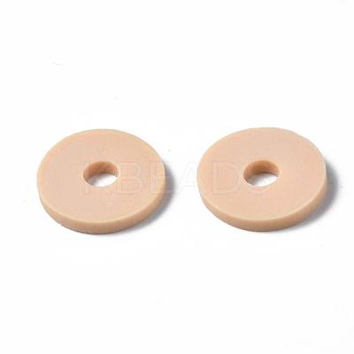 Flat Round Handmade Polymer Clay Beads CLAY-R067-12mm-53-1