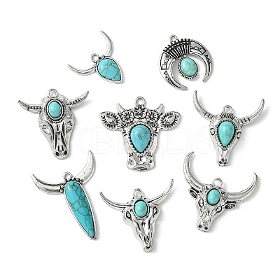 16Pcs 8 Styles Synthetic Turquoise Pendants FIND-CJ0002-39-1