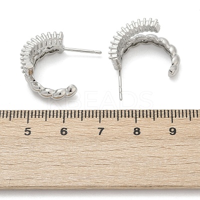 Twist Brass Micro Pave Cubic Zirconia Stud Earrings EJEW-M082-16P-02-1