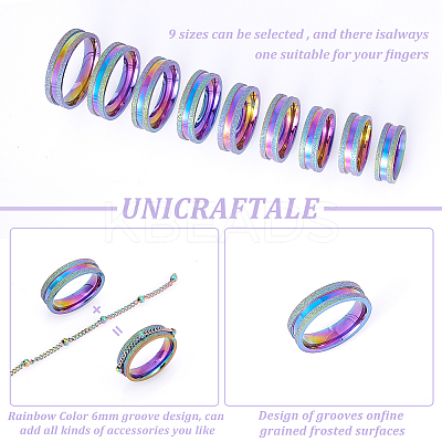 18Pcs 9 Size 201 Stainless Steel Grooved Finger Rings Set for Men Women STAS-UN0045-59B-M-1