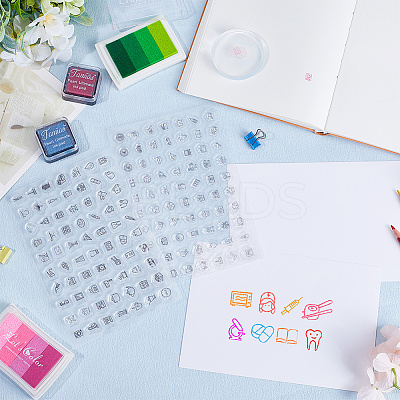 2Pcs 2 Styles Daily Theme Transparent Silicone Stamps Set DIY-CP0009-61-1