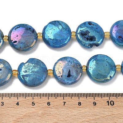 Electroplated Natural Druzy Geode Crystal Beads Strands G-G459-04J-1