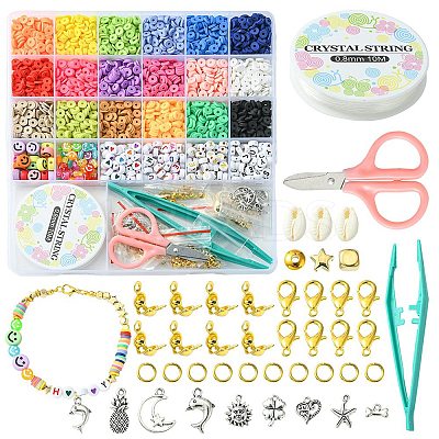 DIY Heishi Surfer Bracelet Necklace Making Kit DIY-YW0006-54-1