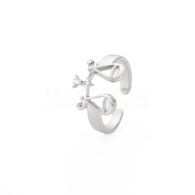 Non-Tarnish 304 Stainless Steel 12 Constellations/Zodiac Signs Open Cuff Ring for Women RJEW-S405-156P-B-1