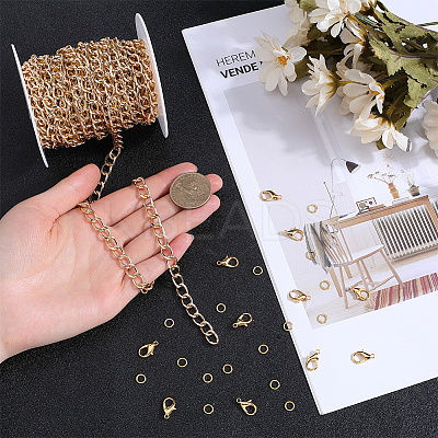 DIY Aluminium Curb Chains Bracelet Necklace Making Kit DIY-SP0001-13A-G-1