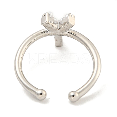 Rack Plating Brass Open Cuff Rings for Women RJEW-F162-01P-Y-1