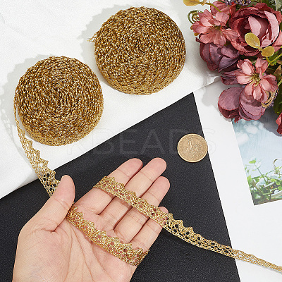 2 Rolls Metallic Yarn Lace Trim OCOR-GF0005-58A-1