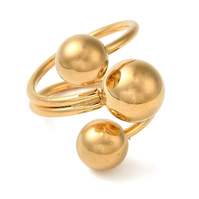 Ion Plating(IP) 304 Stainless Steel Round Wrap Open Cuff Rings for Women Men RJEW-Z054-01G-01-1