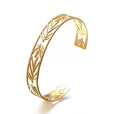 304 Stainless Steel Open Cuff Bangles for Women LS-BJEW-Z083-02G-03-1