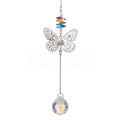 Brass Butterfly Hanging Ornaments HJEW-JM01758-1