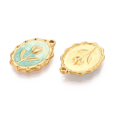 304 Stainless Steel Enamel Pendants STAS-N110-27E-G-1