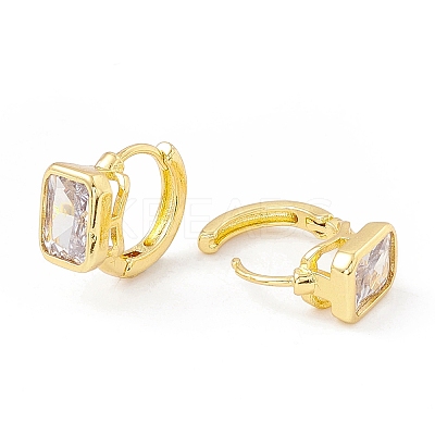 Clear Cubic Zirconia Rectangle Hoop Earrings X-EJEW-I266-01G-1