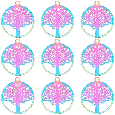 Ion Plating(IP) 201 Stainless Steel Filigree Pendants STAS-CN0001-44-1