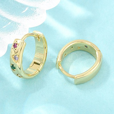 Brass Micro Pave Cubic Zirconia Hoop Earrings KK-CBA8324-01G-1