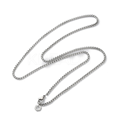 304 Stainless Steel Hexagon Pendant Box Chain Necklaces for Women NJEW-A045-25P-1