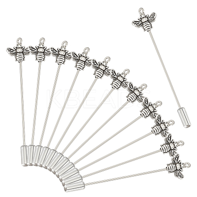12Pcs Tibetan Style Alloy Brooch Finding with Rack Plating Brass Pins JEWB-PH01260-1