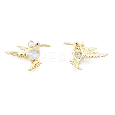 Brass Micro Pave Clear Cubic Zirconia Pendants ZIRC-N039-267-1