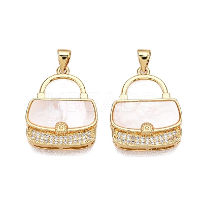 Brass Micro Pave Clear Cubic Zirconia Pendants KK-N254-184G-1