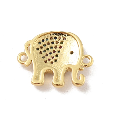 Brass Micro Pave Colorful Cubic Zirconia Connector Charms X-KK-B059-05G-01-1