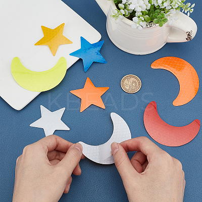 8 Sets 2 Style Star & Moon PET Safety Reflector Strips Adhesive Stickers AJEW-GF0003-95-1
