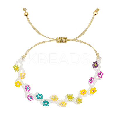 Handmade Glass Seed Bead Woven Flower Braided Bracelets RV1845-1