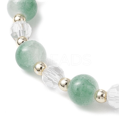 5Pcs Crackle Imitation Jade Glass & Transparent Glass Beaded Stretch Bracelets BJEW-JB11859-1