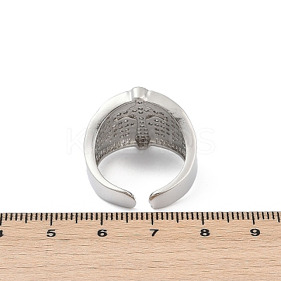 Brass Micro Pave Clear Cubic Zirconia Open Cuff Rings for Women RJEW-A059-04P-1