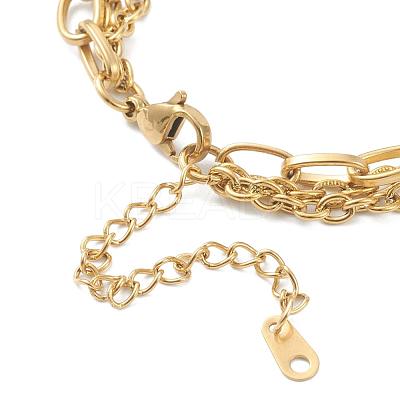 304 Stainless Steel Cable Chain Multi-strand Bracelets STAS-A051-05G-1