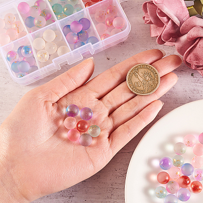 96Pcs 8 Colors Transparent Spray Painted Frosted Glass Beads GLAA-CJ0001-40-1