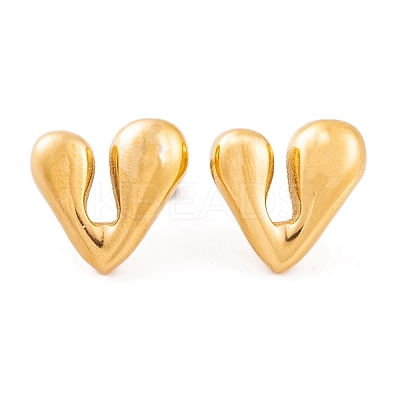 Ion Plating(IP) Heart 304 Stainless Steel Stud Earrings for Women EJEW-L272-033G-04-1