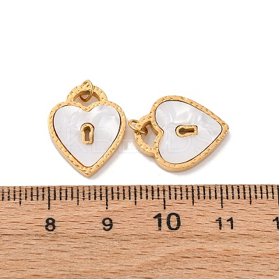 304 Stainless Steel Pave Natural Shell Pendants STAS-U061-05G-1