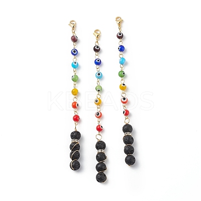 7 Chakra Handmade Lampwork Evil Eye Beaded Pendant Decorations HJEW-JM00793-1