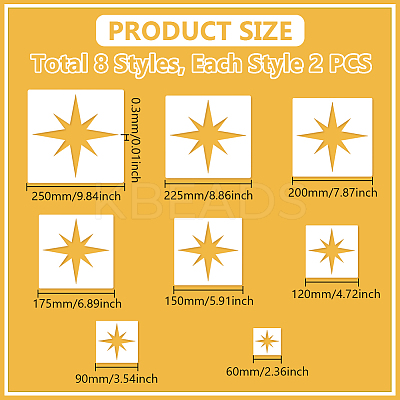 8Pcs 8 Sizes PP Plastic Hollow Out Drawing Painting Stencils Templates DIY-WH0699-92C-1