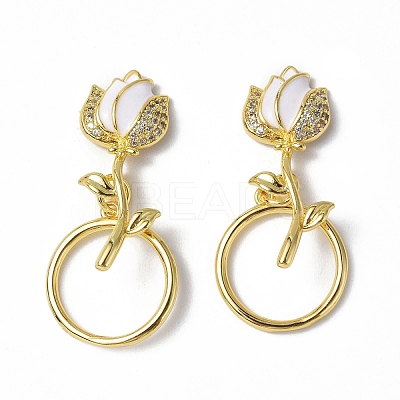 Brass Micro Pave Clear Cubic Zirconia Toggle Clasps KK-P223-49G-02-1