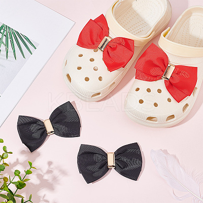 2 Sets 2 Colors Polyester Bowknot Shoe Decoration FIND-PH0010-25-1