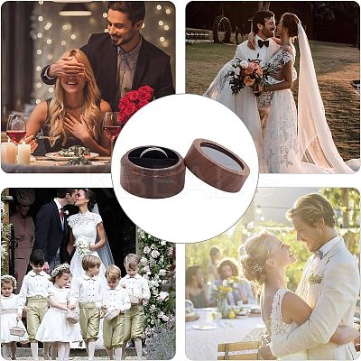 Walnut Wooden Engagement Ring Boxes CON-WH0072-87-1