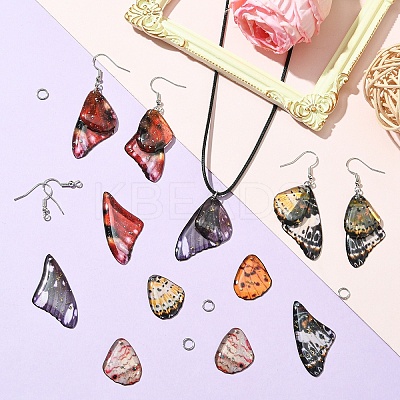 DIY Butterfly Wing Resin Resin Pendant Earring/Necklace Making Kits DIY-YW0012-22-1
