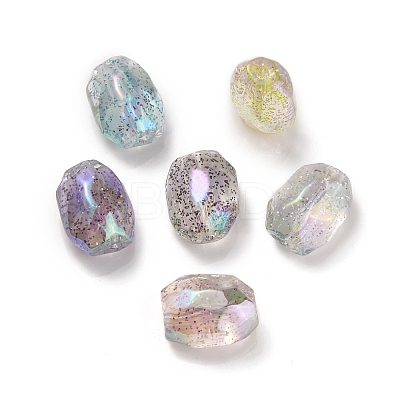 UV Plating Rainbow Iridescent Acrylic Beads OACR-K003-011-1