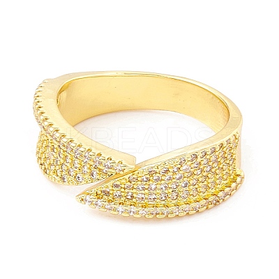 Clear Cubic Zirconia Triangle Open Cuff Ring X-RJEW-I083-18G-1