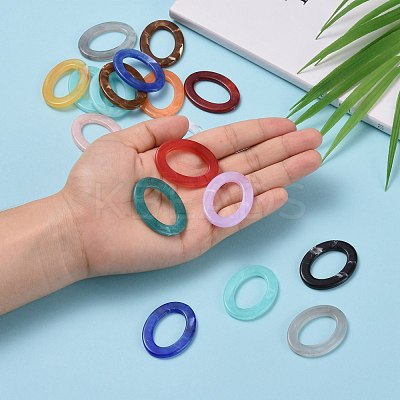 Oval Imitation Gemstone Acrylic Linking Rings OACR-R022-M-1