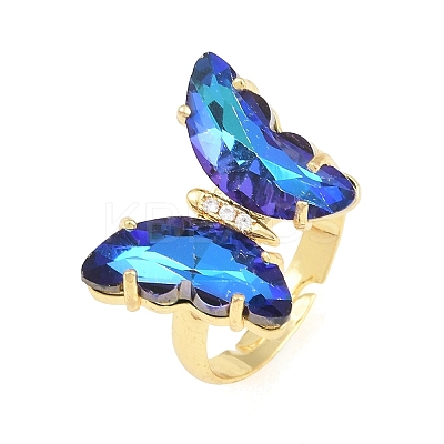 Brass Micro Pave Cubic Zirconia Finger Rings GL-CBA65A8-01G-14-1
