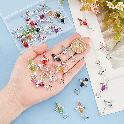 Transparent Acrylic and Tibetan Style Alloy Pendants FIND-PH0009-73-1