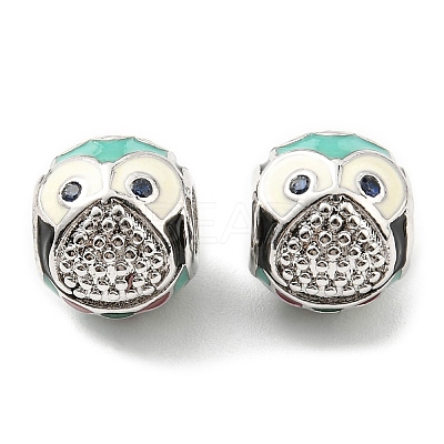 Rack Plating Brass Micro Pave Cubic Zirconia European Beads KK-M247-15P-1
