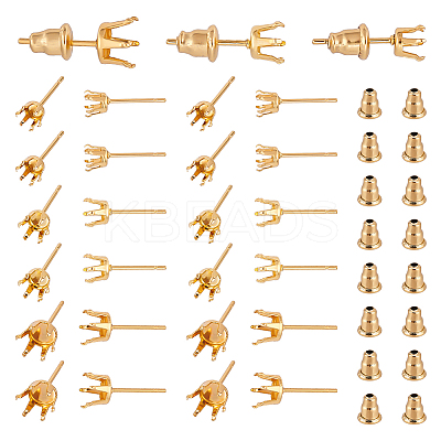 60Pcs 3 Size 304 Stainless Steel Stud Earring Findings STAS-NB0001-76-1